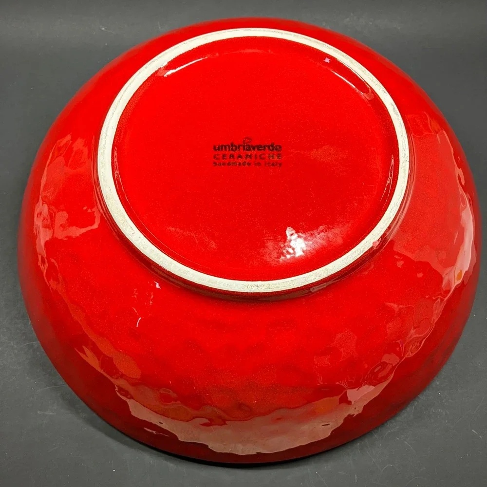 Umbriaverde Ceramiche Serving Bowl 12in Red Handmade Italy Large Centerpiece